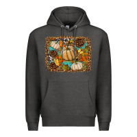 Charcoal Heather fall pumpkin background Premium Hoodie - BundleAndBundleShop