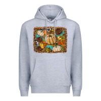 Heather Grey fall pumpkin background Premium Hoodie - BundleAndBundleShop