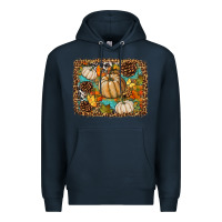 Navy fall pumpkin background Premium Hoodie - BundleAndBundleShop