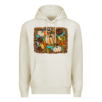 Oatmeal Heather fall pumpkin background Premium Hoodie - BundleAndBundleShop