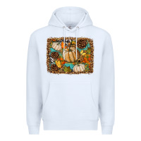 White fall pumpkin background Premium Hoodie - BundleAndBundleShop
