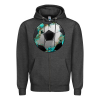 Charcoal Heather western sport soccer camouflage turquoise pattern Zipper Hoodie - Artiststas
