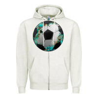 Oatmeal Heather western sport soccer camouflage turquoise pattern Zipper Hoodie - Artiststas