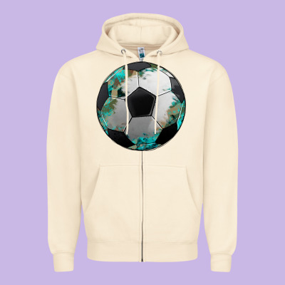 Western Sport Soccer Camouflage Turquoise Pattern Zipper Hoodie Designed By Artiststas