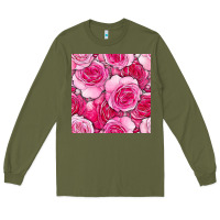 Army Green valentines day all dress up roses seamless pattern Long Sleeve Tee - BundleAndBundleShop