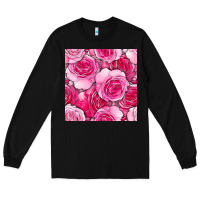 Black valentines day all dress up roses seamless pattern Long Sleeve Tee - BundleAndBundleShop