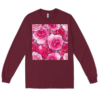 Burgundy valentines day all dress up roses seamless pattern Long Sleeve Tee - BundleAndBundleShop