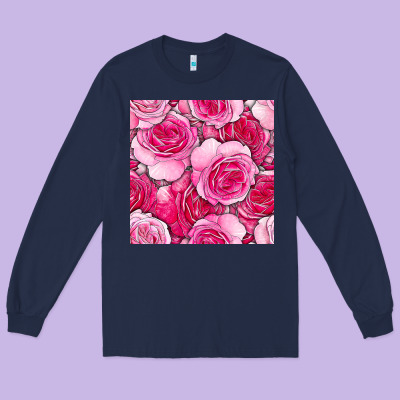 Valentines Day All Dress Up Roses Seamless Pattern Long Sleeve Tee Designed By Bundleandbundleshop