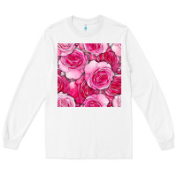 White valentines day all dress up roses seamless pattern Long Sleeve Tee - BundleAndBundleShop