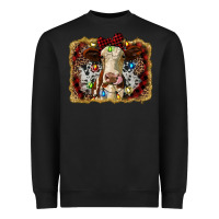Black heifer cow christmas western background Heavyweight Sweatshirt - RanaPortraitStore