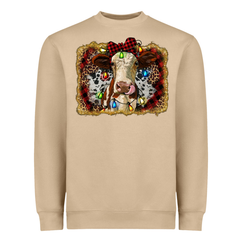Heifer Cow Christmas Western Background Heavyweight Sweatshirt by RanaPortraitStore | Teevron