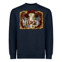 Navy heifer cow christmas western background Heavyweight Sweatshirt - RanaPortraitStore