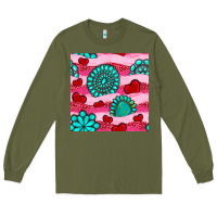 Army Green valentines day turquoise gemstone  and hearts Long Sleeve Tee - BundleAndBundleShop