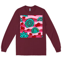 Burgundy valentines day turquoise gemstone  and hearts Long Sleeve Tee - BundleAndBundleShop