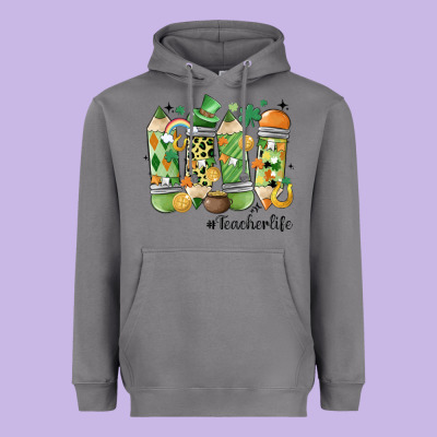 Retro Patricks Day Teacher Life Heavyweight Hoodie Designed By Maliassmallbusiness