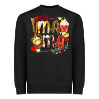 Black mama softball baseball with popcorn Heavyweight Sweatshirt - texasbilliewilder