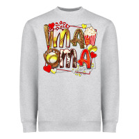 Heather Grey mama softball baseball with popcorn Heavyweight Sweatshirt - texasbilliewilder