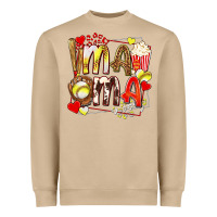 Mushroom mama softball baseball with popcorn Heavyweight Sweatshirt - texasbilliewilder