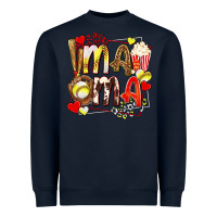 Navy mama softball baseball with popcorn Heavyweight Sweatshirt - texasbilliewilder