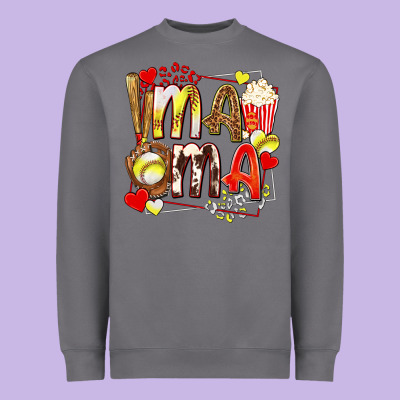 Mama Softball Baseball With Popcorn Heavyweight Sweatshirt Designed By Texasbilliewilder