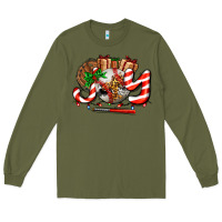 Army Green joy with baseball and christmas gift and candies Long Sleeve Tee - AdoDesignShop