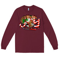 Burgundy joy with baseball and christmas gift and candies Long Sleeve Tee - AdoDesignShop