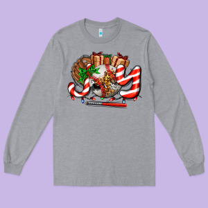 Joy With Baseball And Christmas Gift And Candies Long Sleeve Tee Designed By Adodesignshop