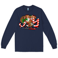 Navy joy with baseball and christmas gift and candies Long Sleeve Tee - AdoDesignShop