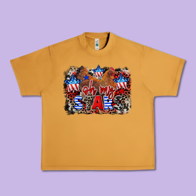 Oh My Stars Chicken 4th Of July Urban Heavy Tee Designed By Cowgirlartshop