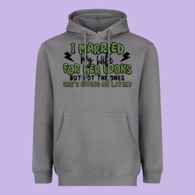 I Married My Wife For Her Looks Heavyweight Hoodie Designed By Maliassmallbusiness