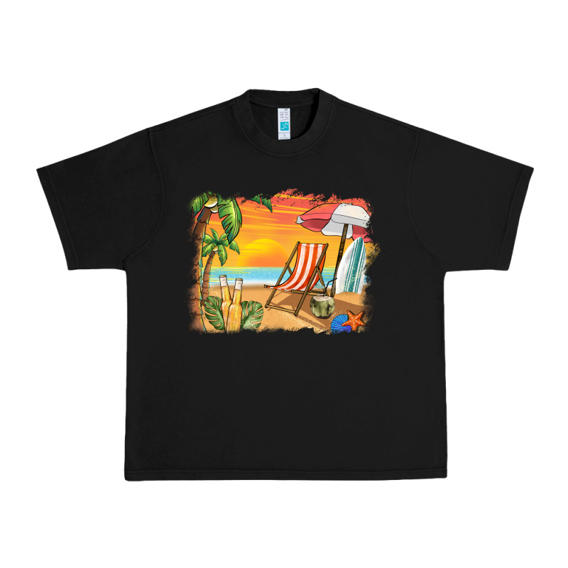 Sunset Beach Background Urban Heavy Tee by BarkalooDesign | Teevron