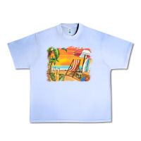 Grape Ice sunset beach background Urban Heavy Tee - BarkalooDesign