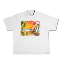 Lunar Rock sunset beach background Urban Heavy Tee - BarkalooDesign