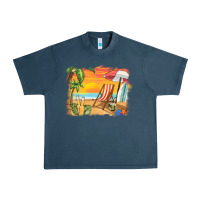 Midnight Navy sunset beach background Urban Heavy Tee - BarkalooDesign