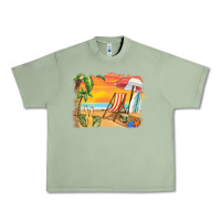 Oil Green sunset beach background Urban Heavy Tee - BarkalooDesign