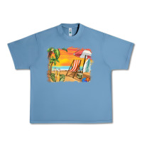 Pebble Blue sunset beach background Urban Heavy Tee - BarkalooDesign