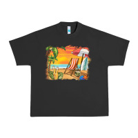 Pigment Black sunset beach background Urban Heavy Tee - BarkalooDesign