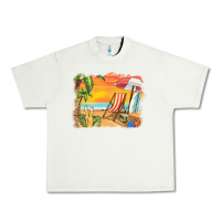 Pistachio sunset beach background Urban Heavy Tee - BarkalooDesign