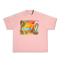 Salmon sunset beach background Urban Heavy Tee - BarkalooDesign