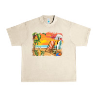Sandshell sunset beach background Urban Heavy Tee - BarkalooDesign