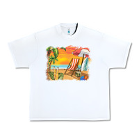 White sunset beach background Urban Heavy Tee - BarkalooDesign