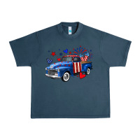 Midnight Navy 4th of July American flag truck Urban Heavy Tee - Neo Western