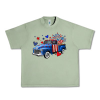 Oil Green 4th of July American flag truck Urban Heavy Tee - Neo Western