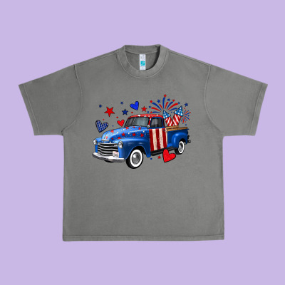 4th Of July American Flag Truck Urban Heavy Tee Designed By Neo Western