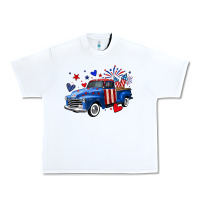 White 4th of July American flag truck Urban Heavy Tee - Neo Western