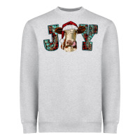 Heather Grey christmas joy with heifer cow Heavyweight Sweatshirt - RanaPortraitStore