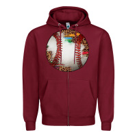Burgundy western baseball leopard serape pattern Zipper Hoodie - Artiststas