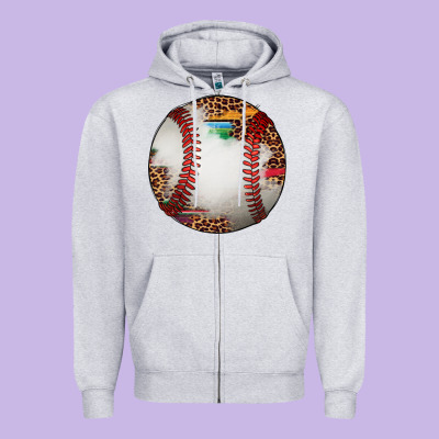 Western Baseball Leopard Serape Pattern Zipper Hoodie Designed By Artiststas