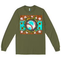 Army Green baseball turquoise sunflower Long Sleeve Tee - JahusDesignShop