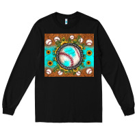 Black baseball turquoise sunflower Long Sleeve Tee - JahusDesignShop